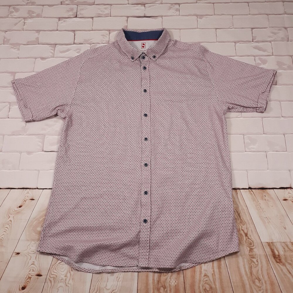 DeSoto Shirt Mens Large Stretch Cotton Short Sleeve Movement Button Down